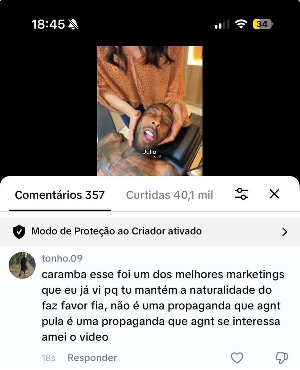 Print de comentário positivo do público